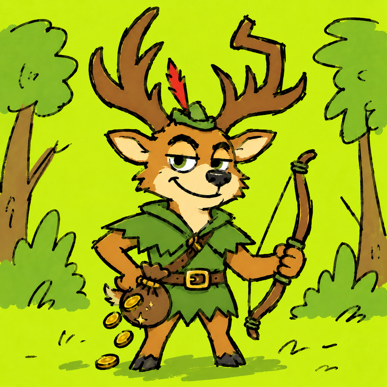 The Buck of Sherwood in the forest